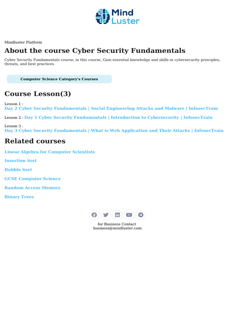 Cyber Security Fundamentals Course Content | PDF