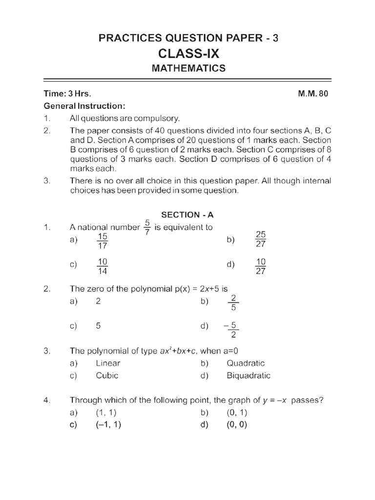 Mathematics Sample Paper Set 13 1 | PDF