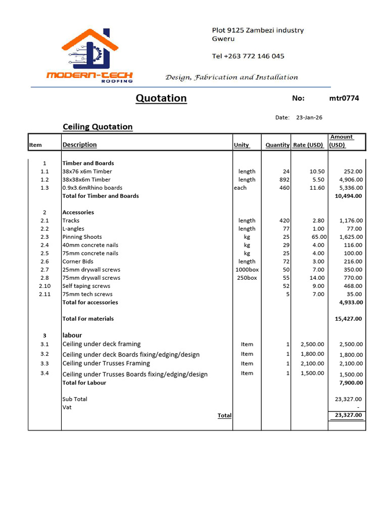 Ceiling Quotation Chambers | PDF | Building Engineering | Building ...