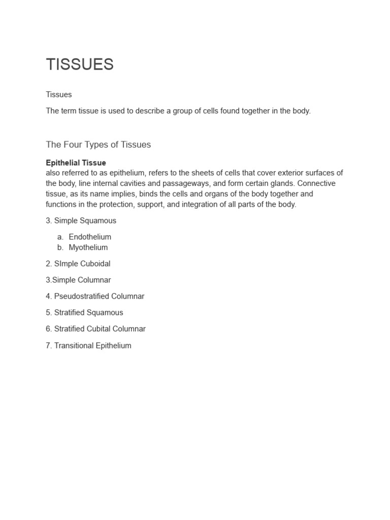 Tissues | PDF | Connective Tissue | Epithelium