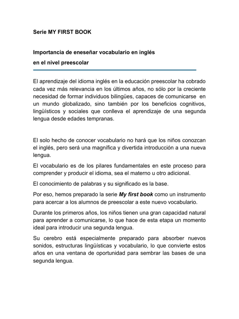 My First Book | PDF | Educación de la primera infancia | Aprendizaje