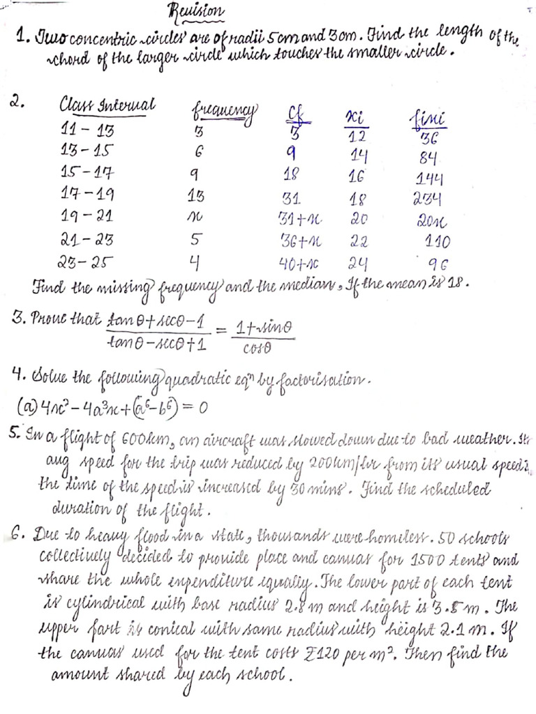 X-Math-Most Expected Revision Questions (Part-2) | PDF