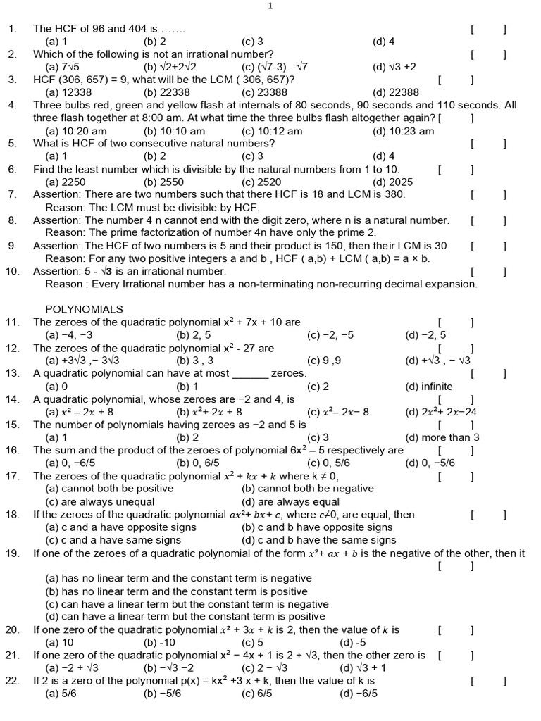 Math X - CBSE - Important Questions | PDF | Area | Triangle