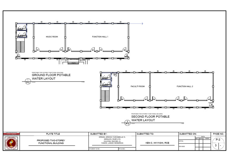 Ground Floor Potable Water Layout: Music Room Function Hall 1 | PDF ...