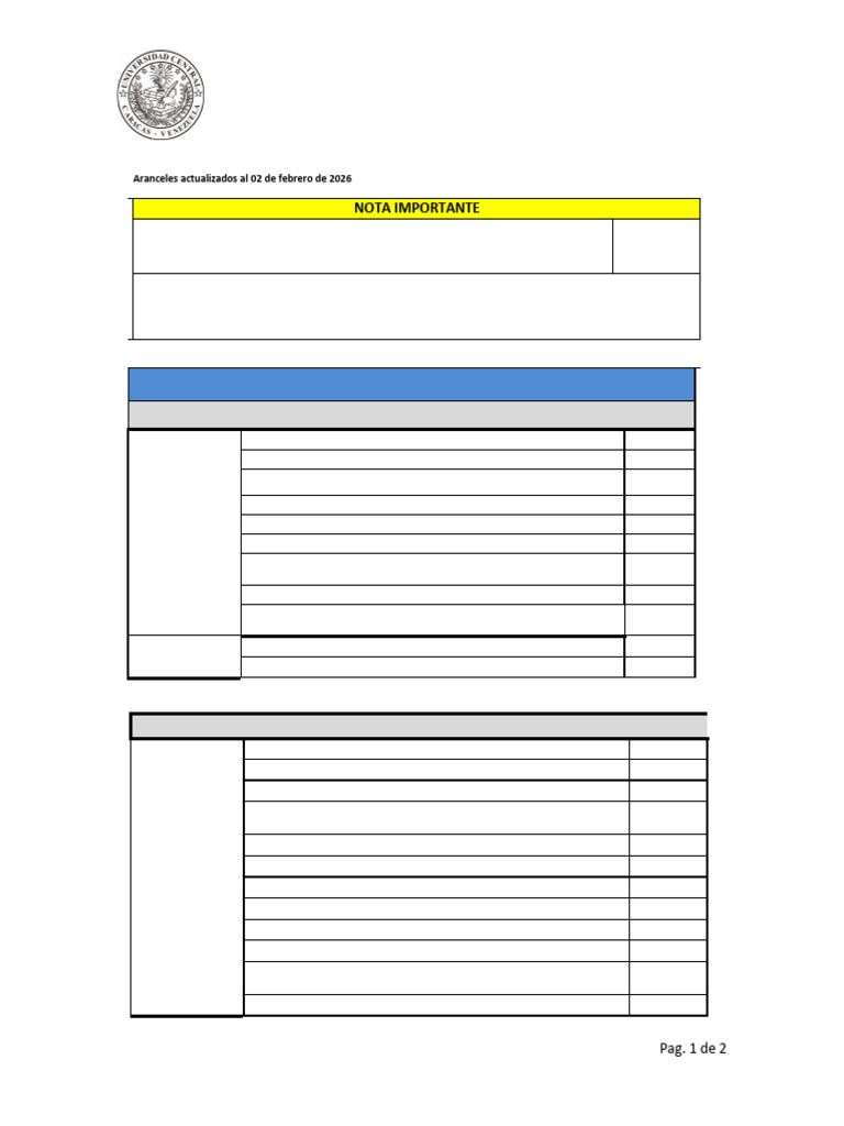 Aranceles Certificaciones - Archivo Al 02 de Febrero de 2026 | PDF