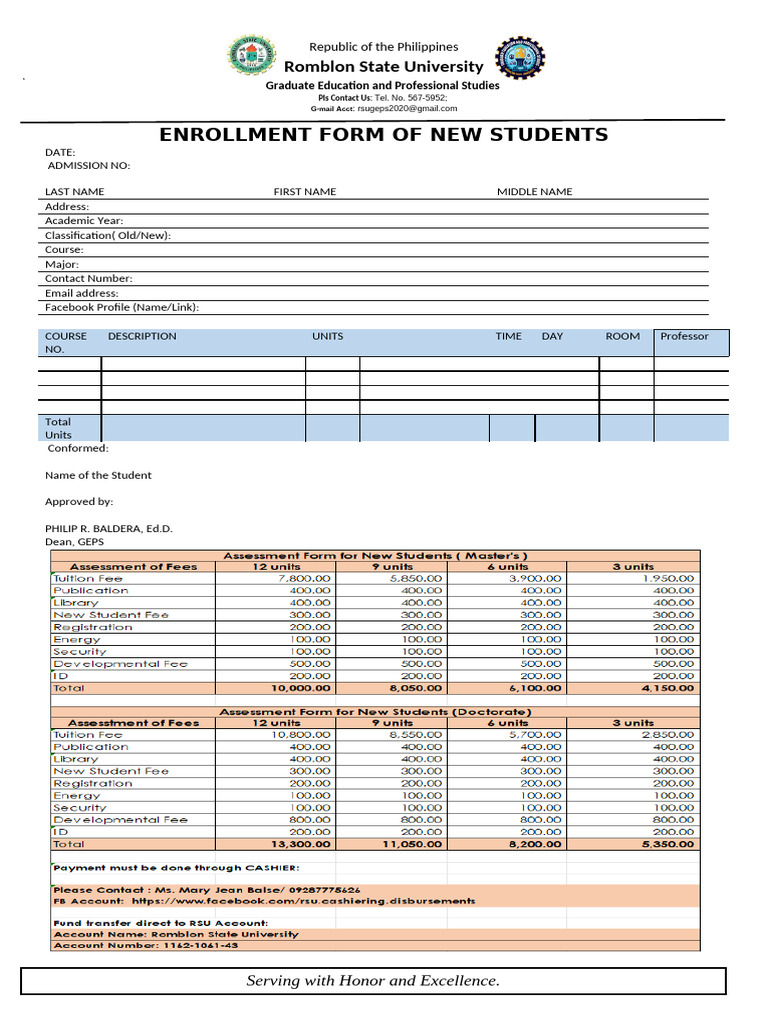 Enrollment Form of New Students | PDF