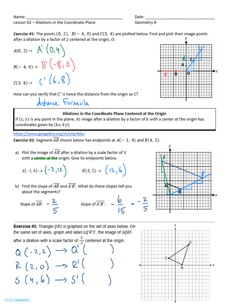 Lesson 02 - Dilations in The Coordinate Plane | PDF | Coordinate System ...