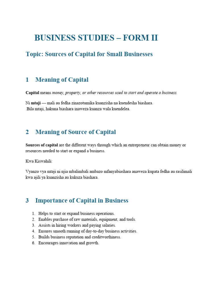 ? Business Studies - Form Ii - 043015 | PDF | Interest | Credit
