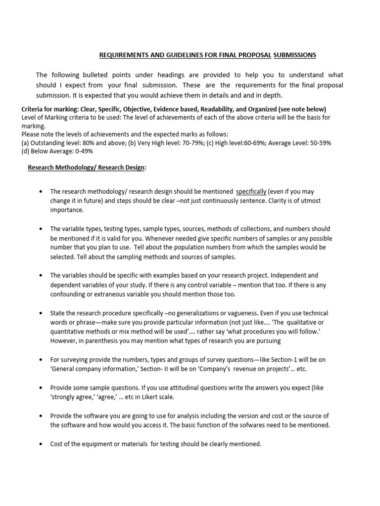 Requirements and Guidelines For Final Proposal-2022 | PDF | Statistics ...
