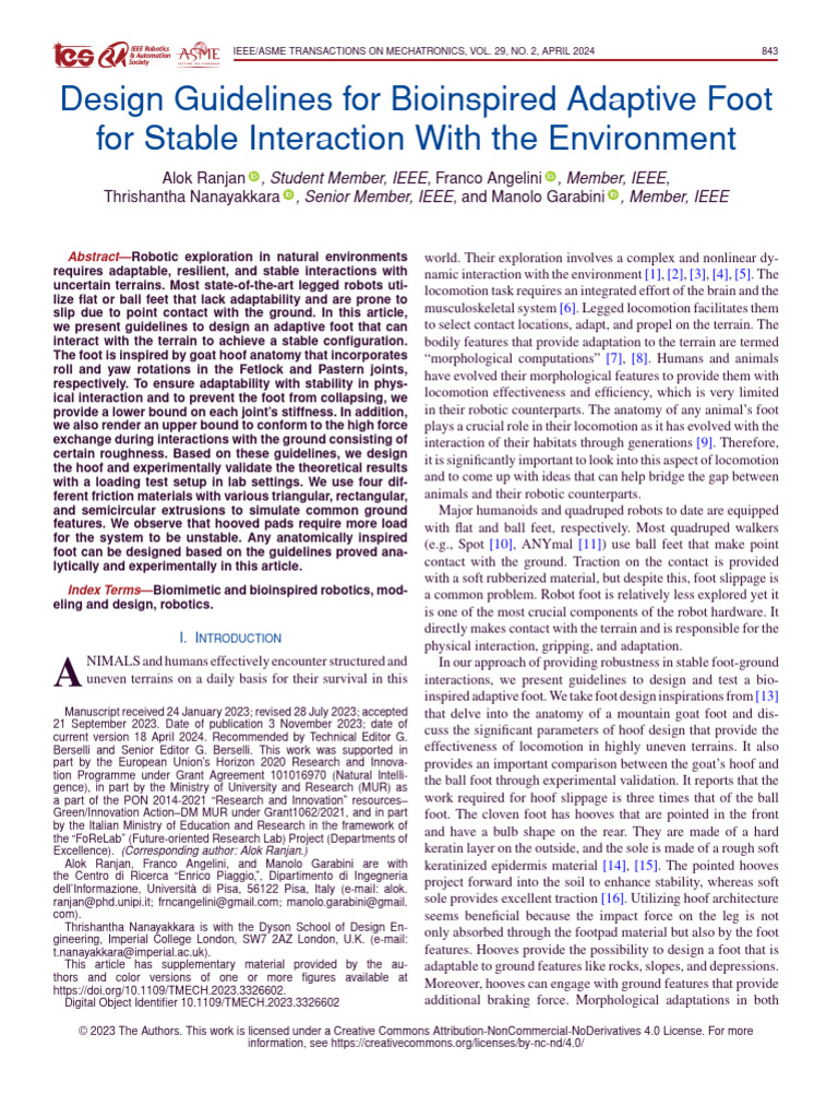 Design Guidelines For Bioinspired Adaptive Foot For Stable Interaction ...