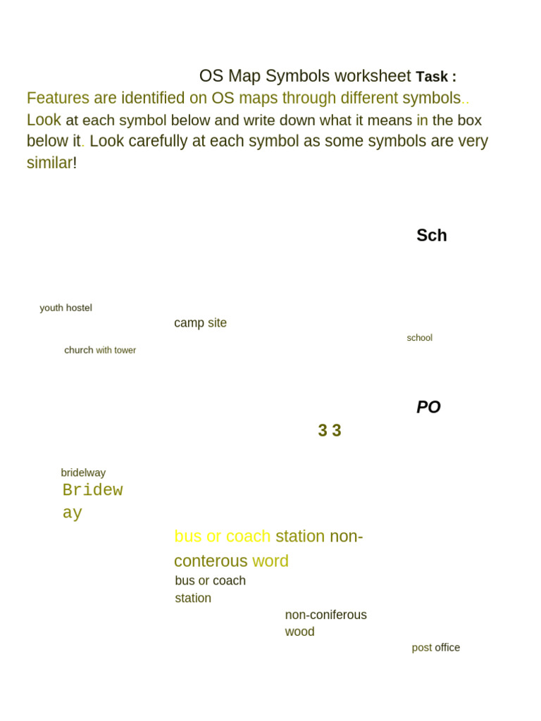 OS Map Symbols Worksheet | PDF