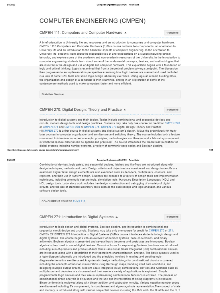 Computer Engineering (CMPEN) - Penn State 1 | PDF | Computer Network ...