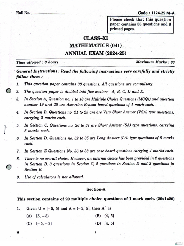XI24-25 DAV Paper With Soln | PDF