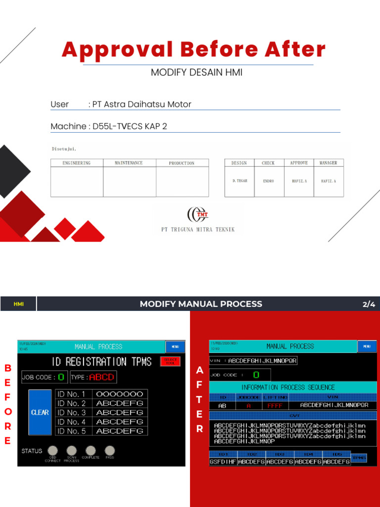 Report Before After - Desain HMI - D55L TVECS | PDF