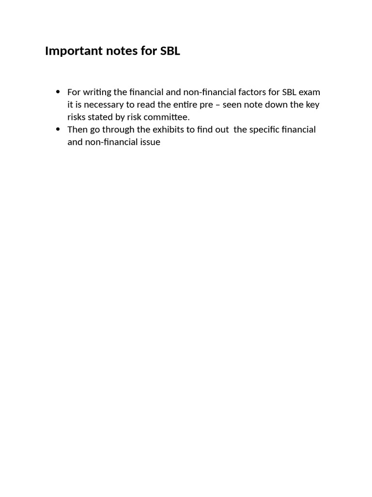 Important Notes For SBL | PDF