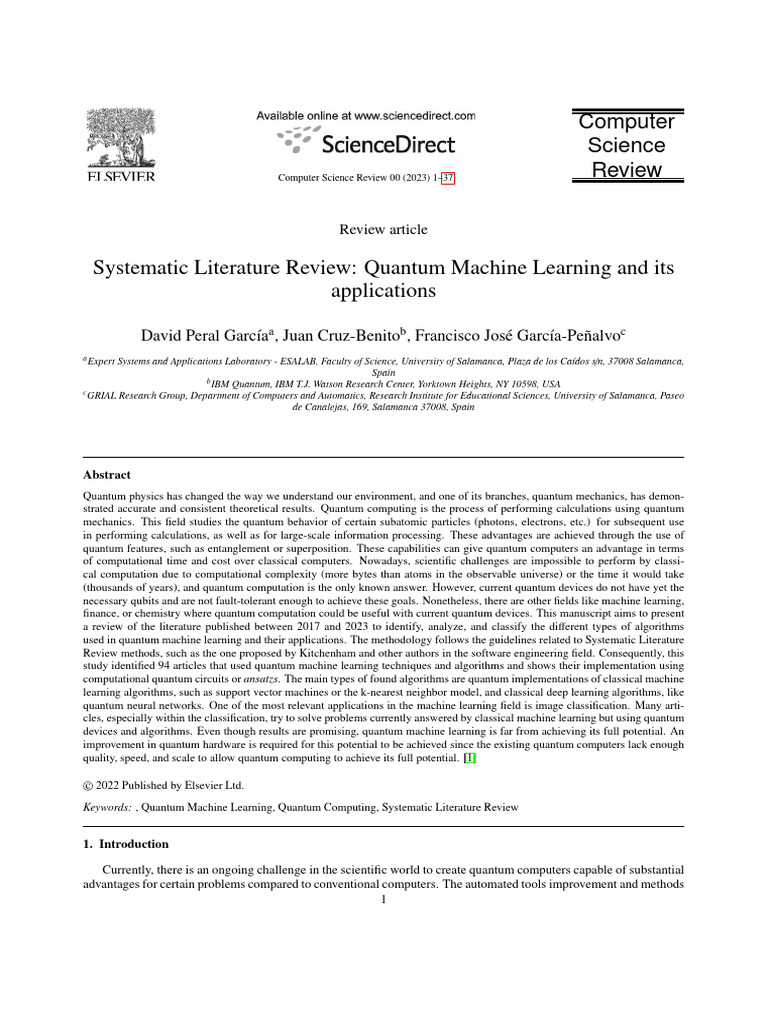 Systematic Literature Review Quantum Machine Learning | PDF | Quantum ...