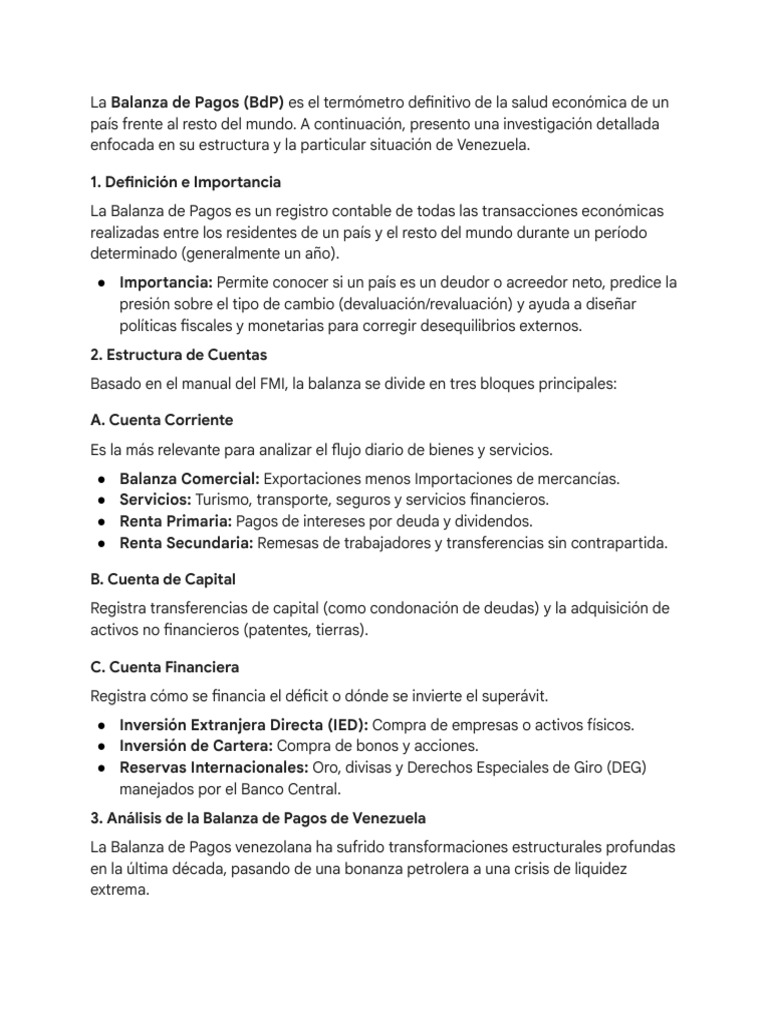 Balanza de Pagos - Venezuela en Crisis | PDF | Balance de pagos | Comercio