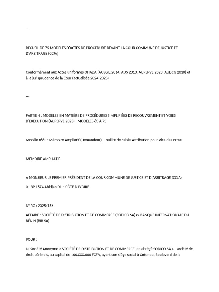 Modèles CCJA | PDF
