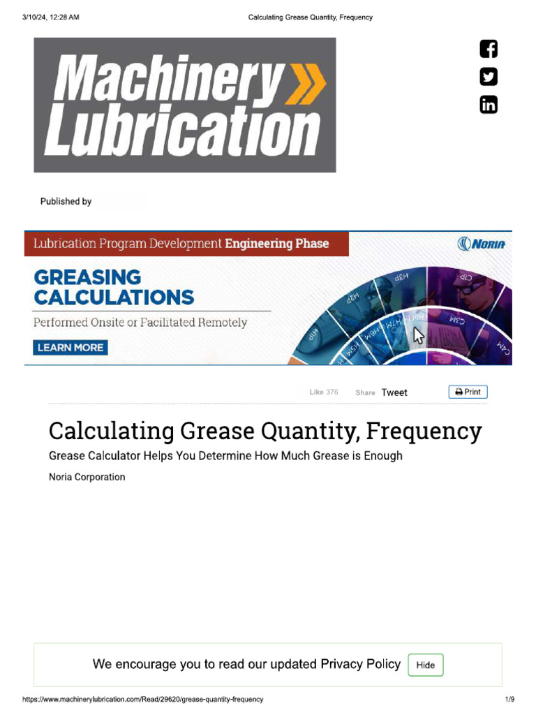 Grease Calculation | PDF