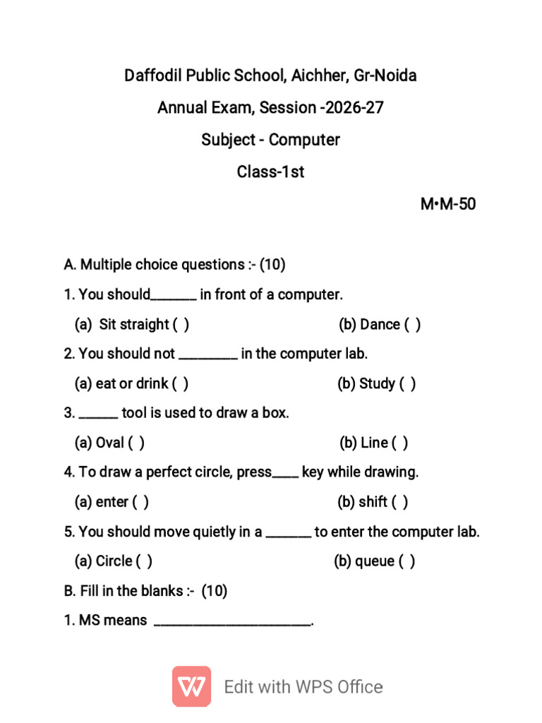 Computer Class - 1 | PDF