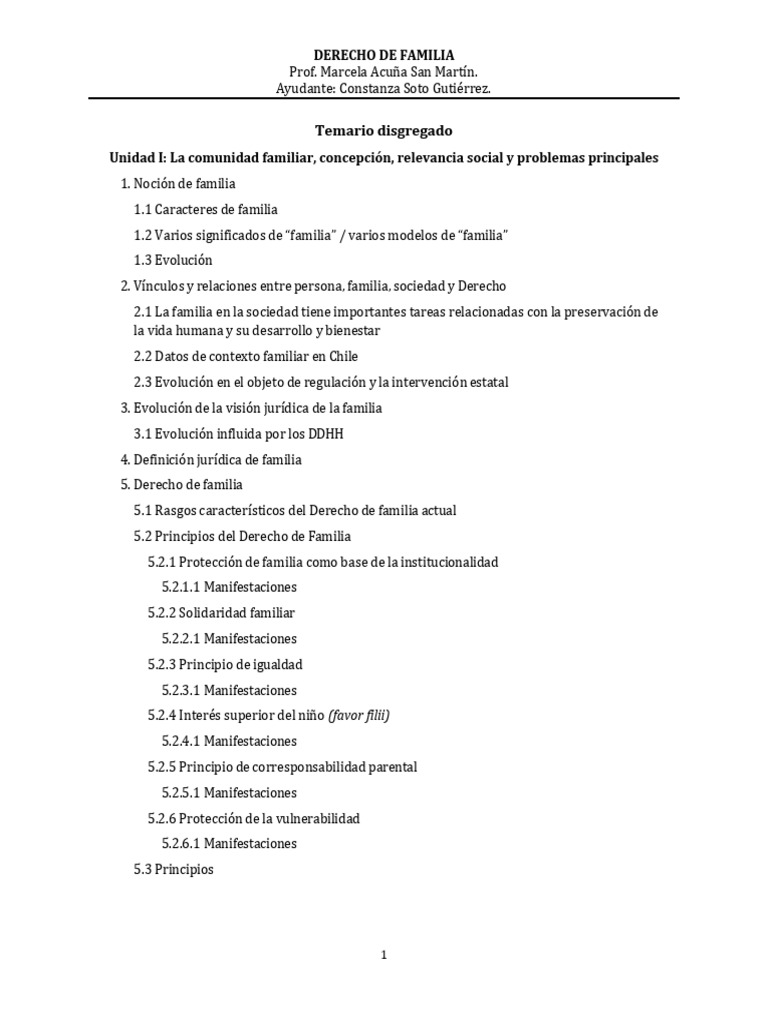 Temario Disgregado - Derecho de Familia | PDF | Propiedad de la ...