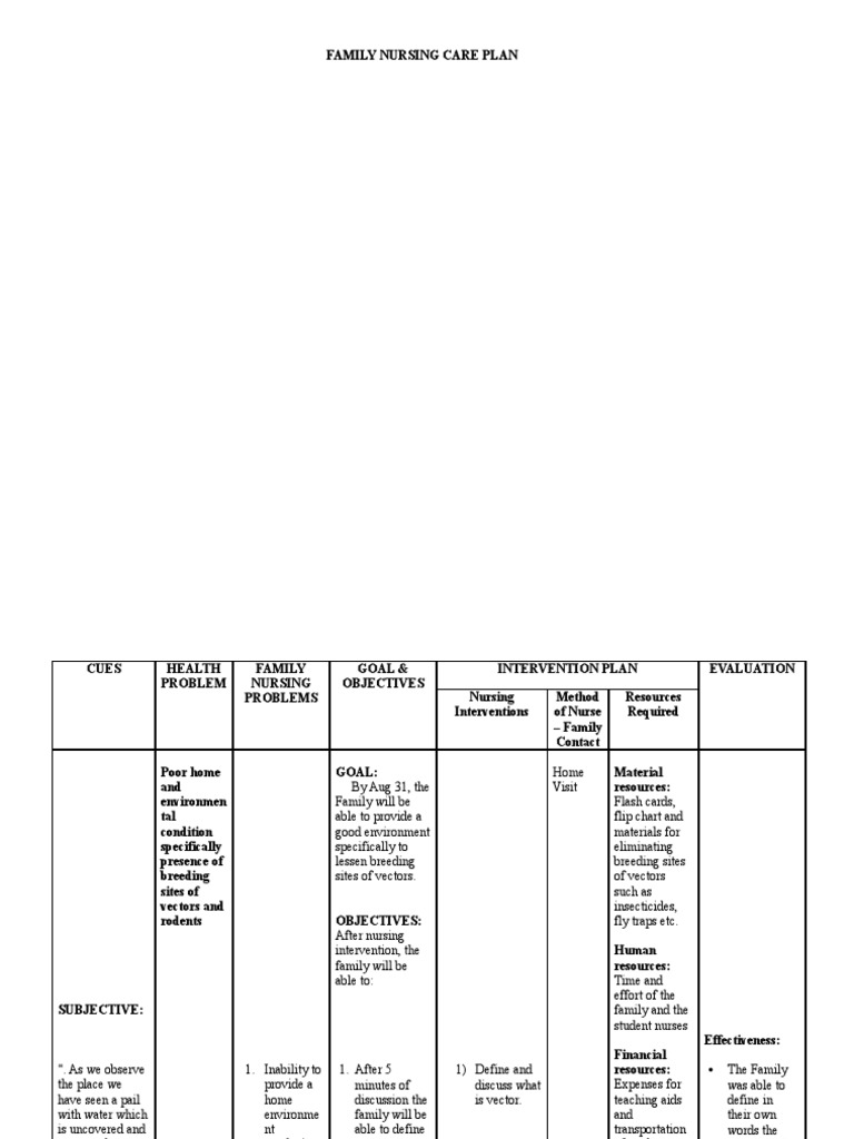 Family Nursing Care Plan | PDF | Nursing | Health Care