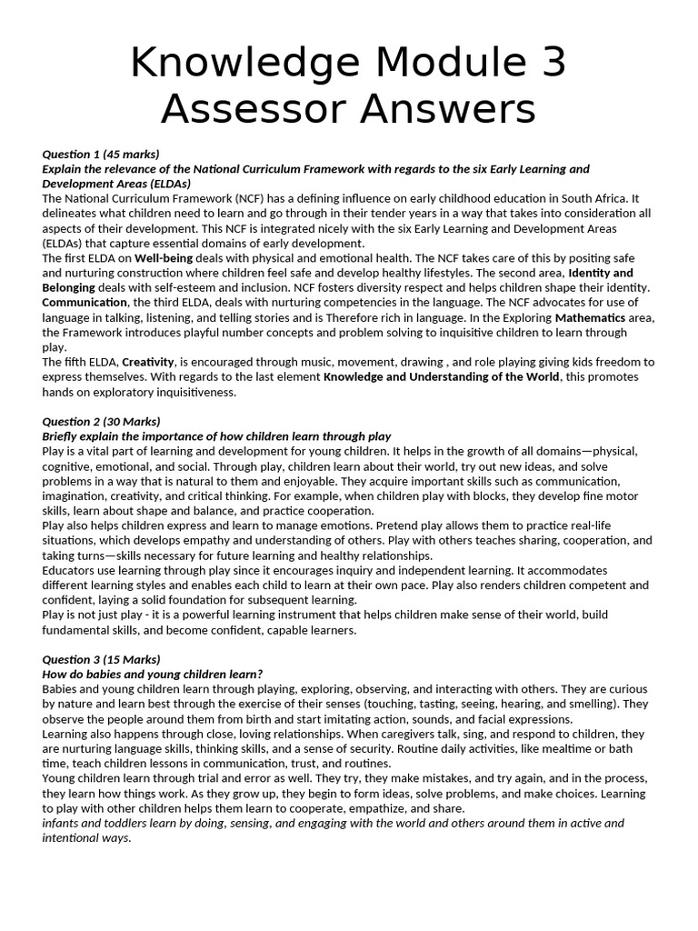 Assessment Module 3 Answers | PDF | Emotional Self Regulation | Learning
