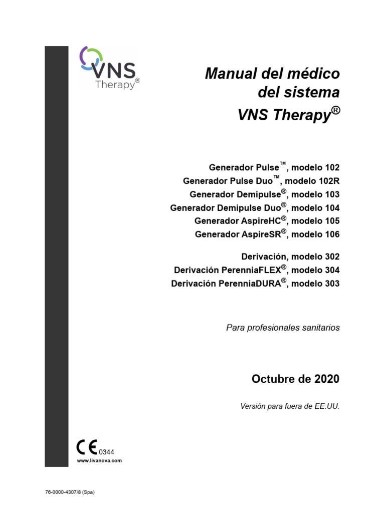 VNS Therapy System Physician's Manual (SPA) | PDF | Antidepresivo | Manía