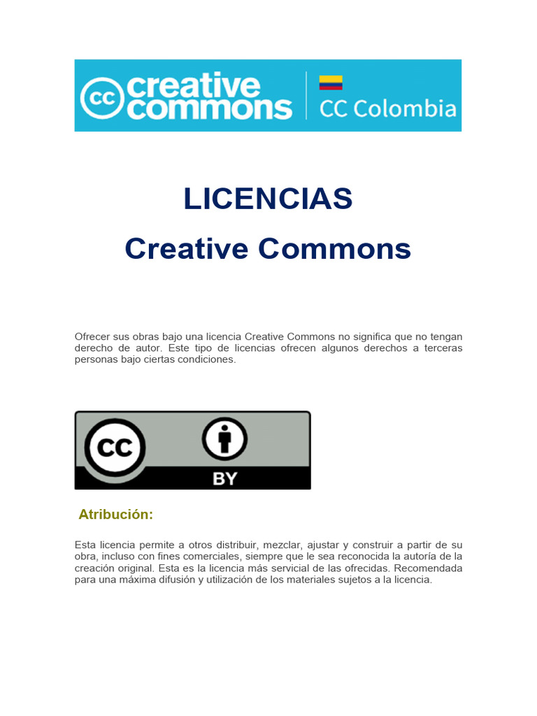 Licencias Creative Commons - Colombia | PDF | Licencia Creative Commons ...