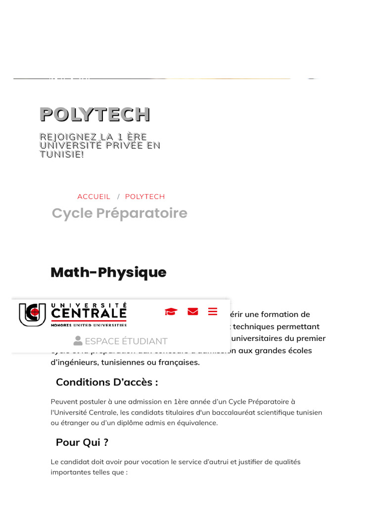 Cycle Préparatoire Math-Physique Tunisie - Univers | PDF