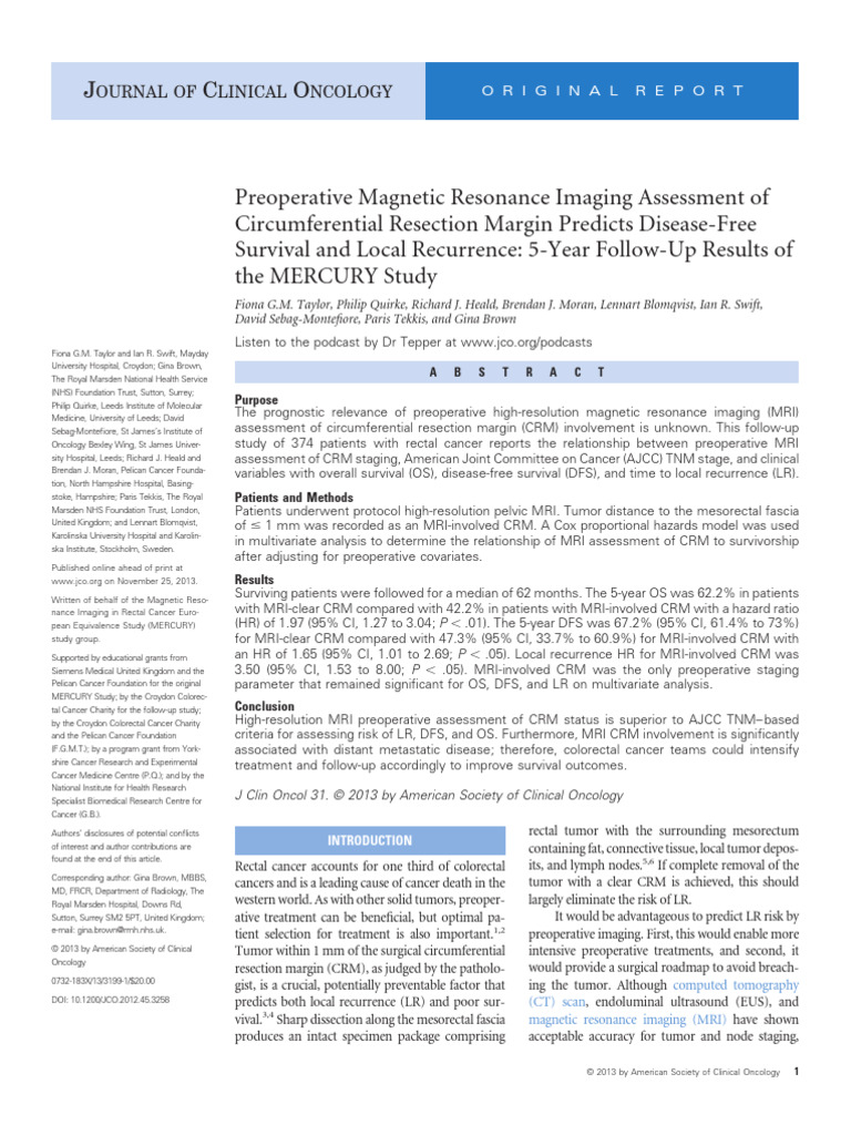 MERCURY Protocol | PDF | Colorectal Cancer | Medical Imaging