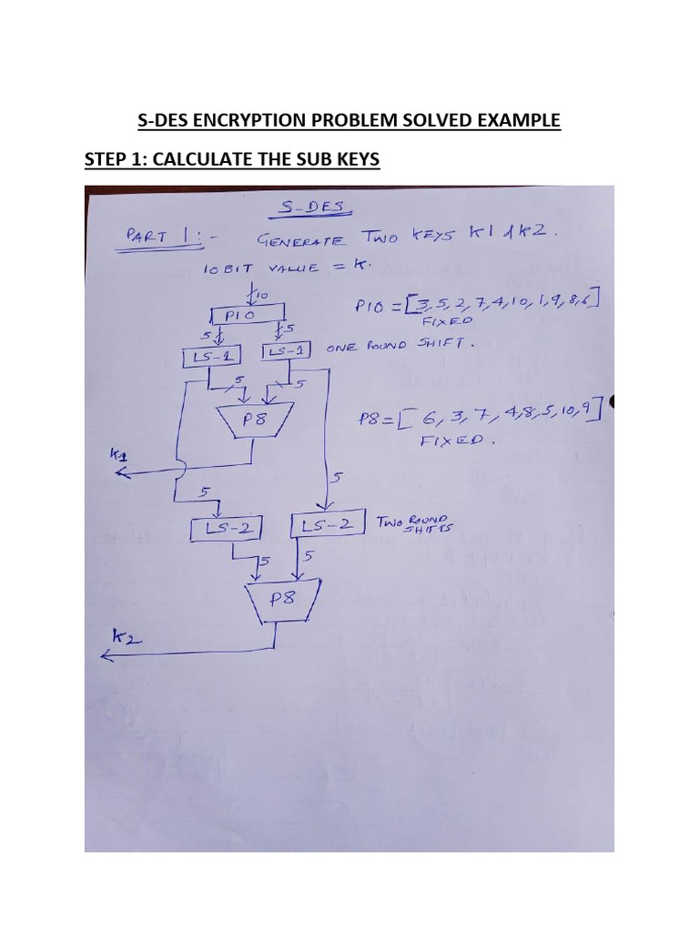 Sdes Encryption Solved Example 2 | PDF