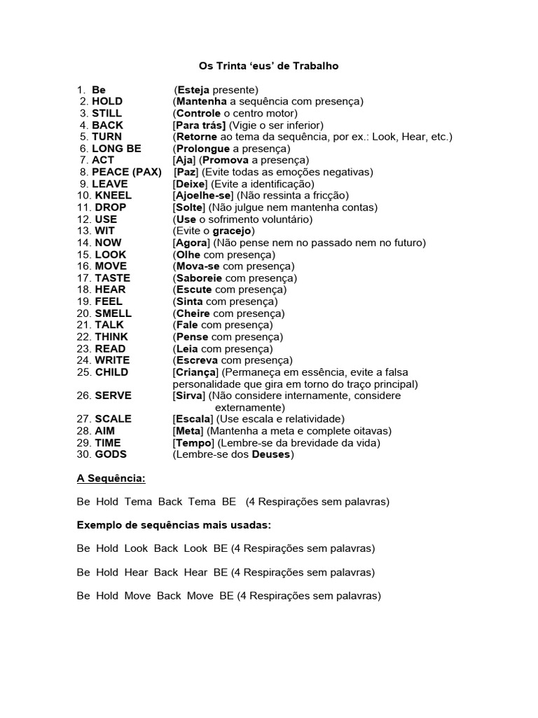 Os Trinta Eus de Trabalho Atualizados 2025 | PDF