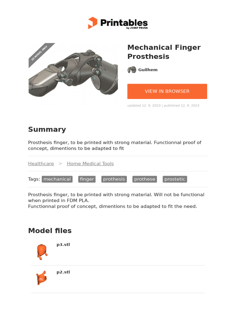 Mechanical Finger Prosthesis Eb130675 Ecf2 4aed Af76 4aa2c2edd18f | PDF