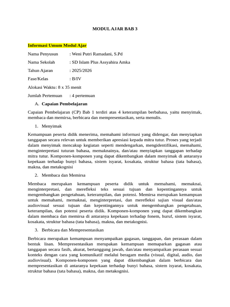 Modul Ajar Bab 3 | PDF