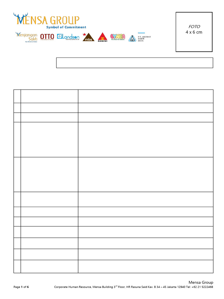 Mensa Group Application Form 2025 | PDF