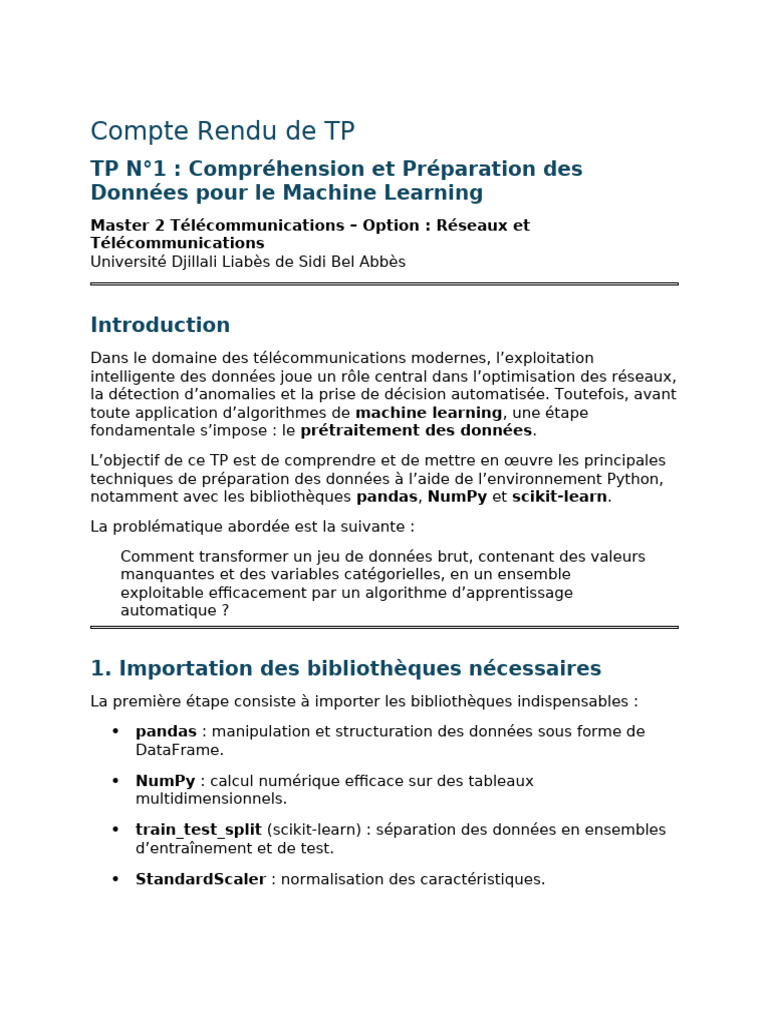 Compte Rendu TP Télécom | PDF | Apprentissage automatique | Informatique