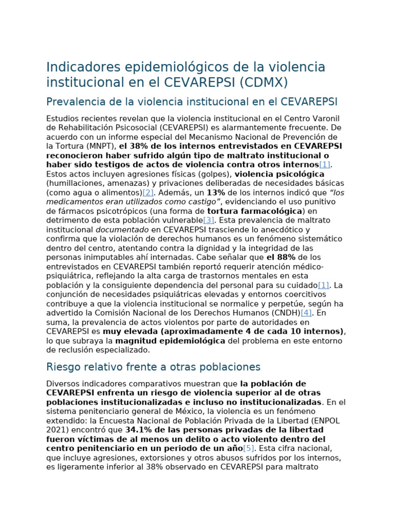 Indicadores Epidemiológicos de La Violencia Institucional en El ...