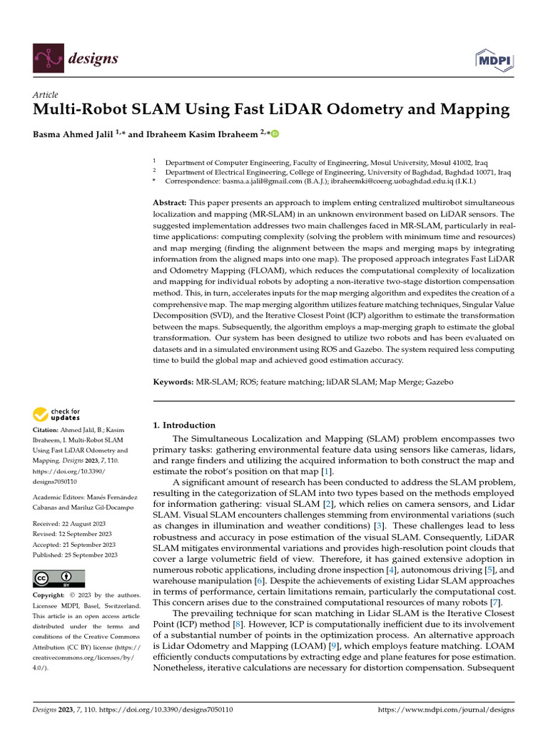 Multi-Robot SLAM Using Fast LiDAR Odometry and Mappin | PDF | Lidar ...