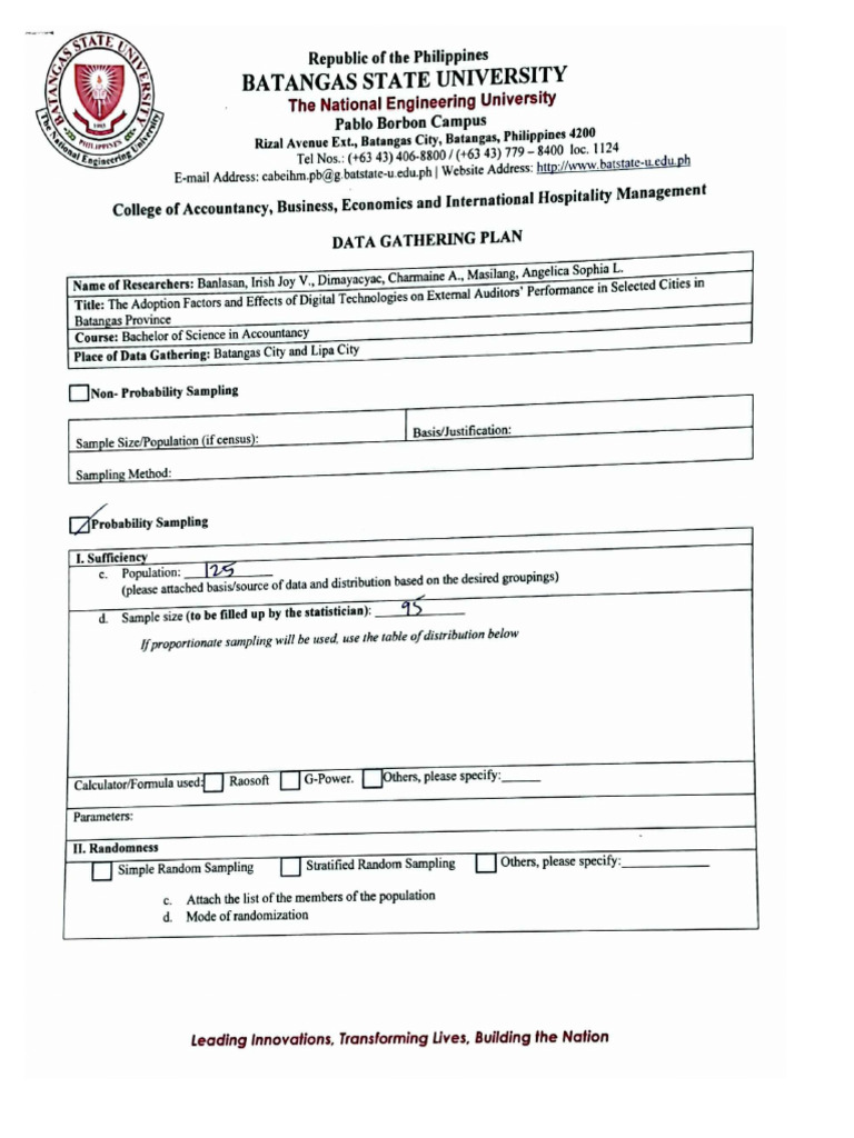 Data Gathering Plan | PDF