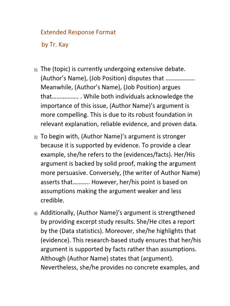 ER Format by Tr. Kay | PDF | Argument | Logic
