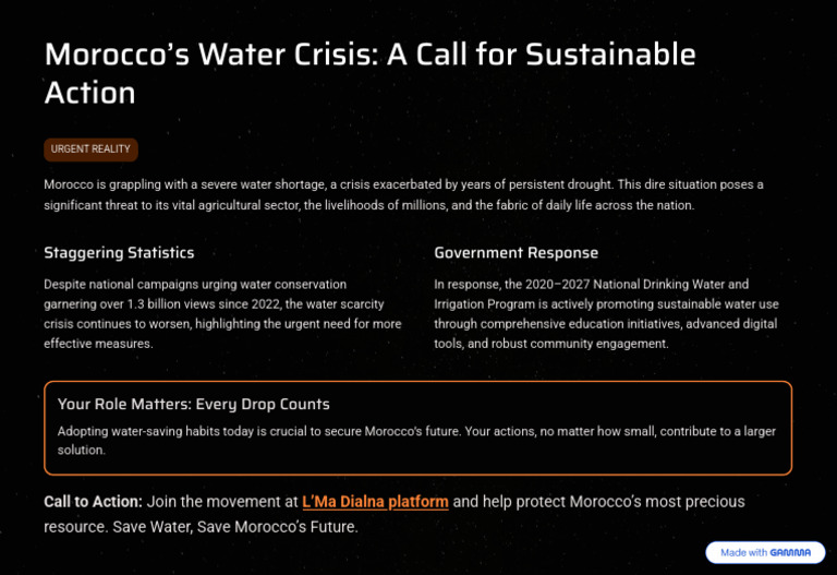 Moroccos Water Crisis A Call For Sustainable Action | PDF