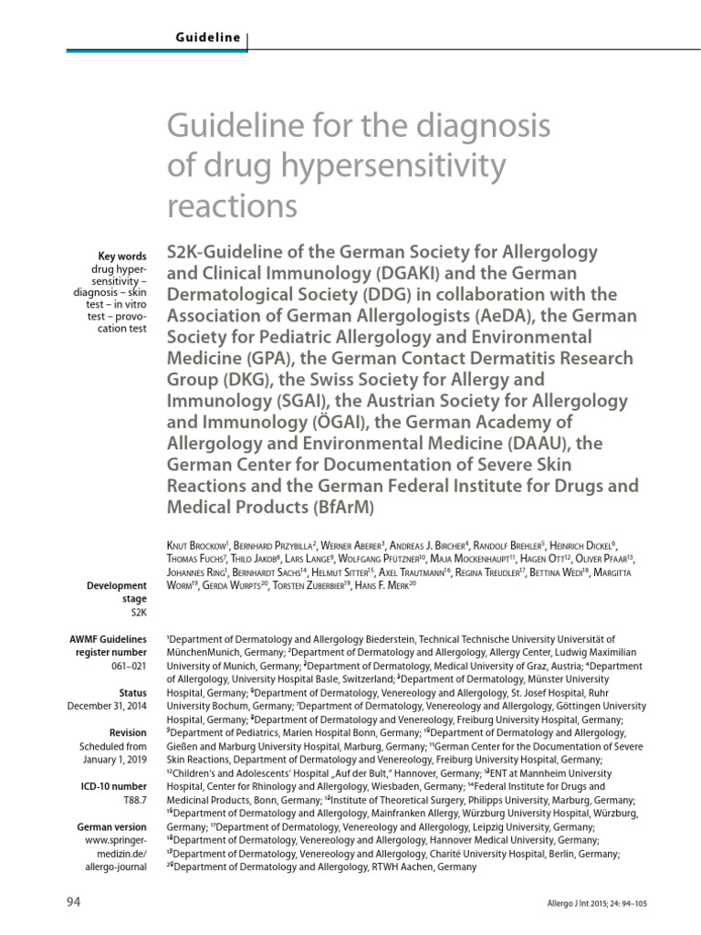 Hypersensitivity Reactions To Drugs, Diagnosis | PDF | Allergy ...