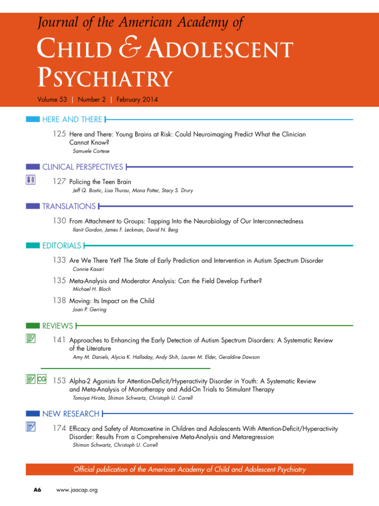 Table of Contents Jaac | PDF | Attention Deficit Hyperactivity Disorder ...