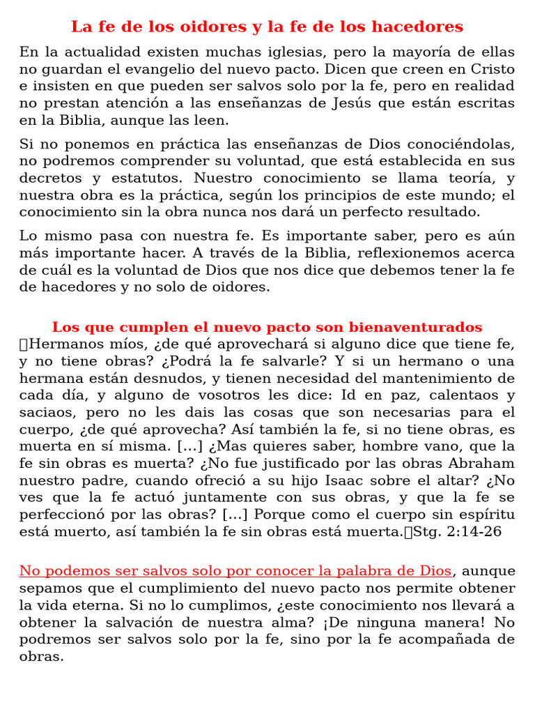 La Fe de Los Oidores y La Fe de Los Hacedores | PDF | Fe | Jesús