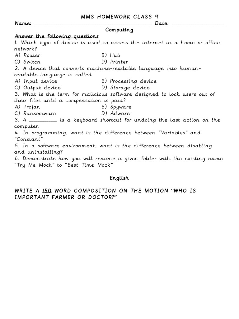 BS 9 - Home Work 15.01.2026 | PDF
