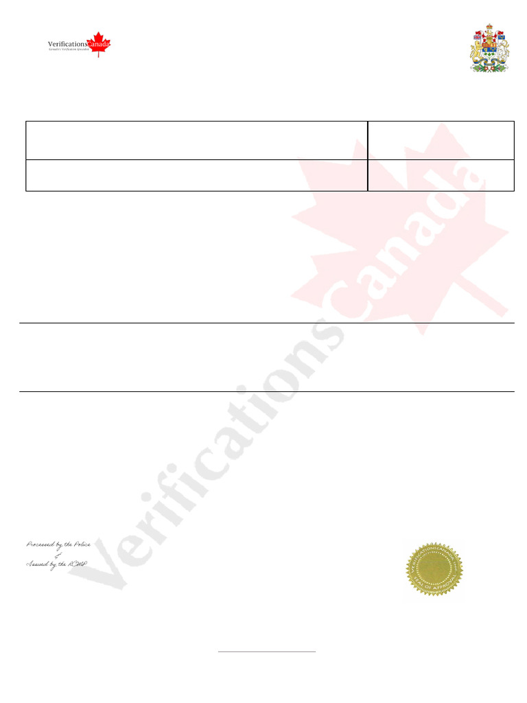 RCMP Enhanced Criminal Record Check VLD Certificate 6996579b86ecb | PDF ...