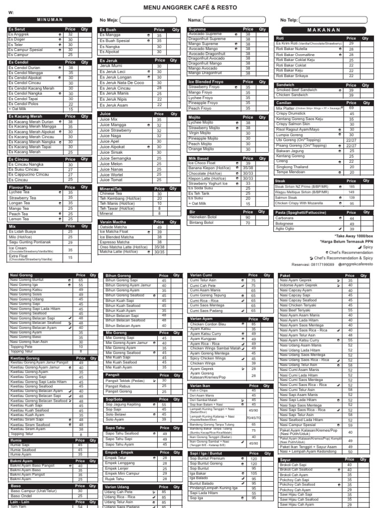 Acr Menu A3a4 - New | PDF