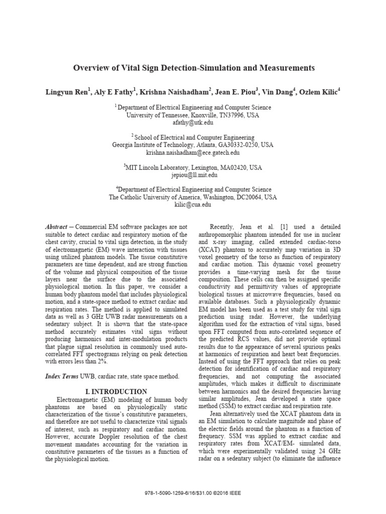 Overview of Vital Sign Detection-Simulation and Measurements | PDF ...