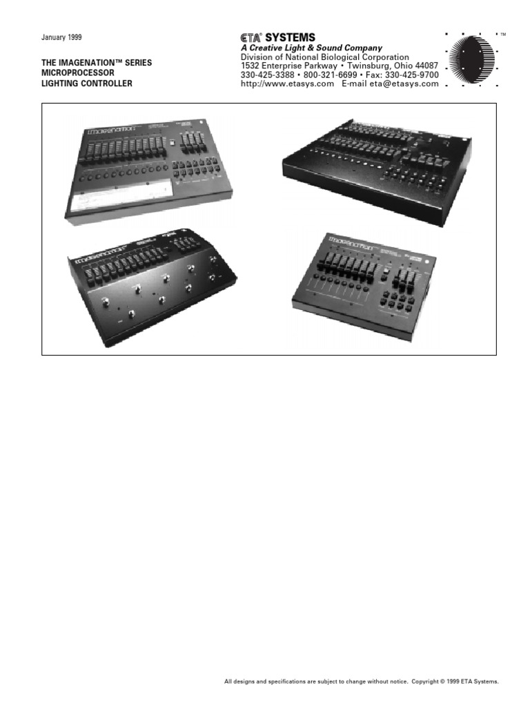 ETA Systems Imagenation Series Lighting Controllers Brochure | PDF ...